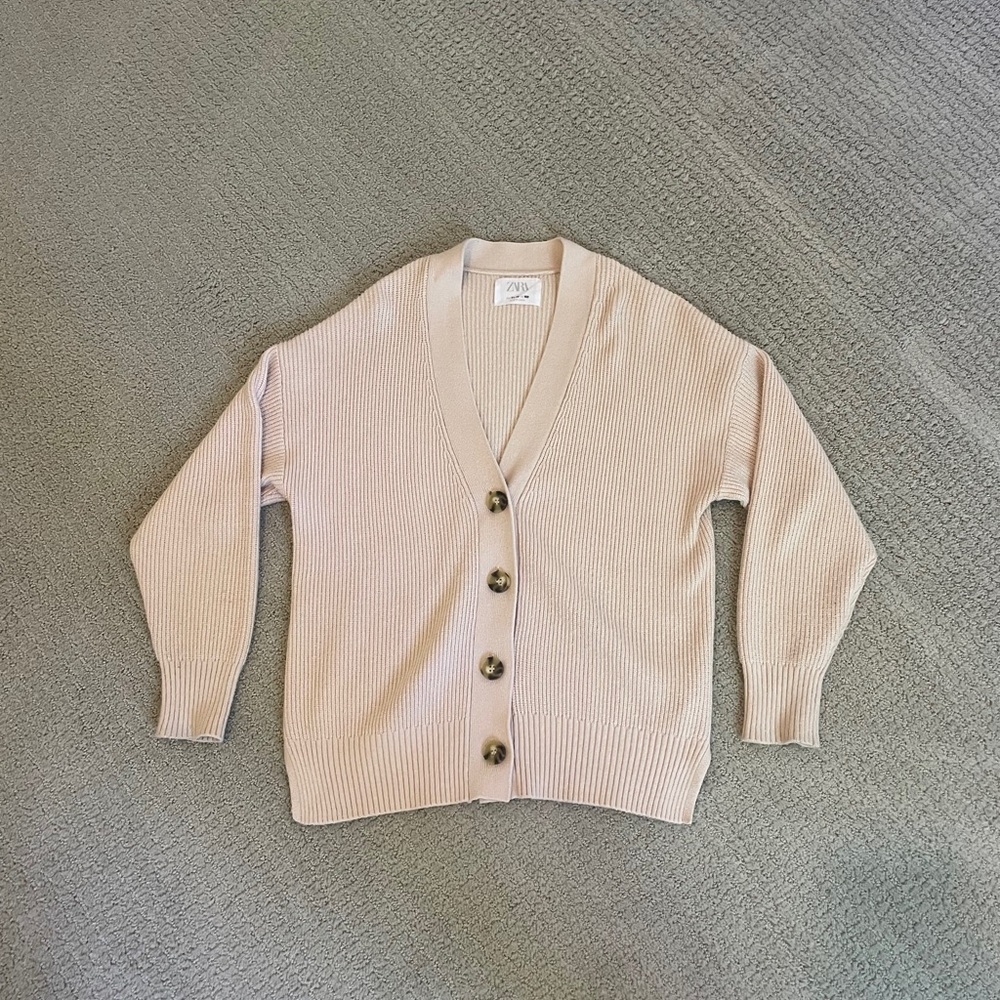 Zara Women's Cream Cardigan Sweater